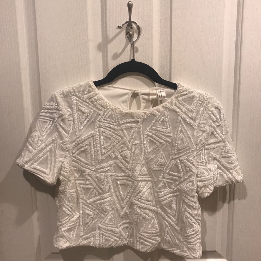 Never Been Worn: White Sequins Top - M